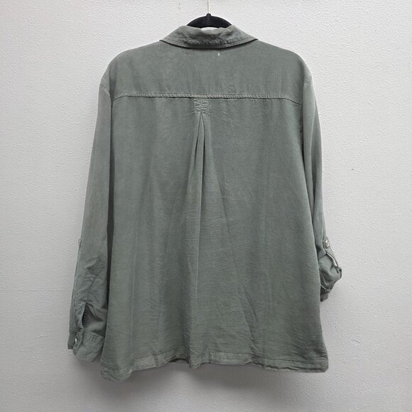 Love 8 Shirt Womens Extra Large Green Lyocell Utility Button Front Pockets - Picture 6 of 12